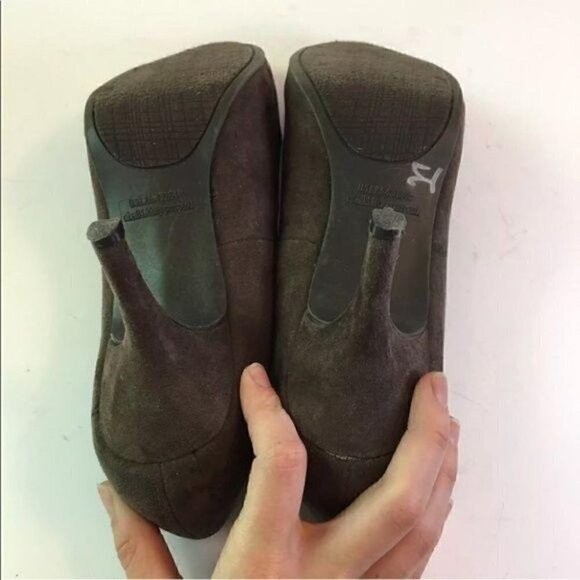 Rampage Womens Heels Size 8 Hanson Brown Peep Toe vintage 90s vegan - Picture 5 of 9